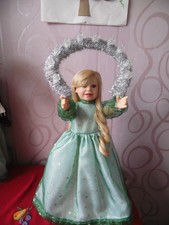 Lichterpuppe elektr. beleucht. groß Christkind Bornkindl  grün/silber  Erzgeb.