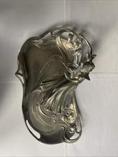 Seltene Jugendstil Schale mit Frauenfigur 95% Feinzinn  ca. 1930  er Jahre