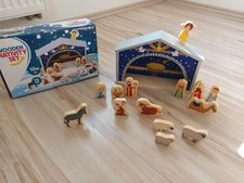 Kinder Weihnachtskrippe Holz Spielset - 15 Teile - Weihnachten  Nativity Crib