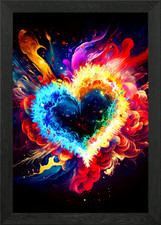 Buntes Herz gerahmtes Wandbild