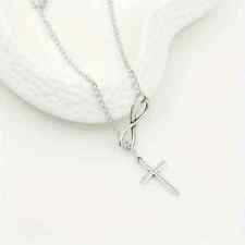 Stylische Silber Halskette Damen Infinity Kreuz Kette Edelstahl Schmuck Geschenk