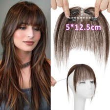 Clip in Pony Remy Echthaar Fransen Vordere Haarteil Haarverlängerung Luft Bangs