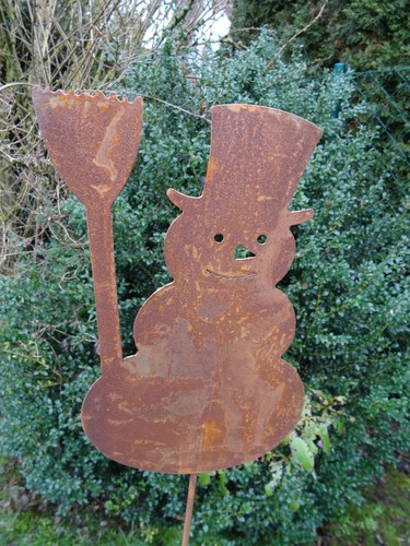 Gartenstecker schneemann besen - gartenstecker,