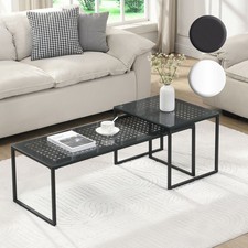 Satztisch FineBuy 2er Set Glasplatte Metallgestell Couchtisch Sofatisch Modern