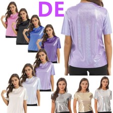 DE Damen Party Tanz Oberteil Bluse Kurzarm T-Shirt Party Karneval Club Kostüm 