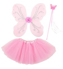 magic fairy Fee Elfe rosa Tütü Flügel Feenstab Set Kostüm Verkleidung Kinder