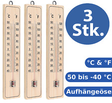 3 x Set analog Außen Innen Thermometer HOLZ Holzthermometer Gartenthermometer