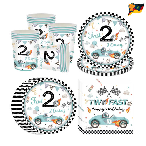 Rennwagen partygeschirr set - partygeschirr, 16