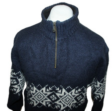 Norwool Norweger Pullover Herren GR M Wolle Blau Islander Stil