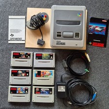 Super Nintendo 1 Chip Konsole mit 6 Spielen und Anschlusskabeln SNES PAL