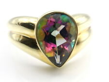 GJ69 * SILBERZEIT EDELSTEIN RING (19) MYSTIC FIRE TOPAS BIRNE 925er SILBER /VG