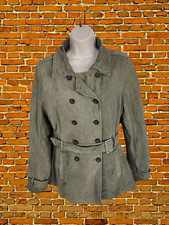 VINTAGE BARNEYS ORIGINALS SALBEIGRÜNER MANTEL GRÖßE UK 10-12 WILDLEDERJACKE 70er