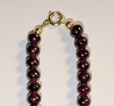 ★★★★ Echter 6-7 mm roter böhmischer Granat glatter Edelstein Perlen Kette Gold