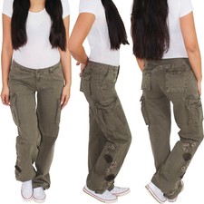 Damen Boyfriend Baggy Cargo Cargohose Cargojeans Hose Hüfthose Jeans in 4 Farben