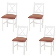 B-Ware 4er-Set Esszimmerstuhl MCW-F77, Landhaus, weiß, Polster terrakotta