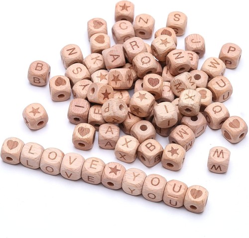 Holzperlen buchstaben set 72 - -,