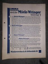 ORIG. Reklame Broschüre Miele Gütersloh Westfalen 1928 WRINGER  WERBUNG