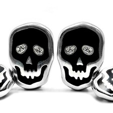 RINALDO CAVELLO TOTENKOPF SKULL MANSCHETTENKNÖPFE 750er WEIßGOLD DIAMANT