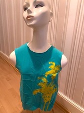 Gsus Tank Top Sommer Shirt seegrün gelb Hawaii Palmen Anker Applikation Punk