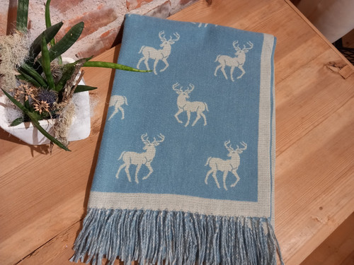 Schal hirsche hellblau beige - hirsche,