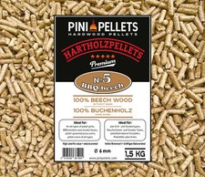 PINI Hartholzpellets № 5 BBQ Beech 1,5 Kg Grillpellets zum Grillen Räuchern