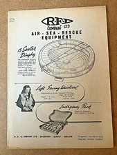 1946 Flugzeug Werbung RFD LUFT SEENRETTUNGSAUSRÜSTUNG 15 SITZER JOLLE WESTE