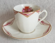 W. Guérin, Limoges, seltene Art Deco Tasse mit Untertasse, um 1920, gemarkt
