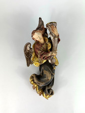 Engel Kerzenträger 50cm Handgeschnitzt LEPI 20. Jh. Antikisiert Kerzenständer