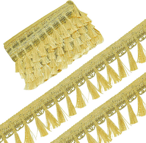 Goldene fransenborte 6yard - fransenborte,