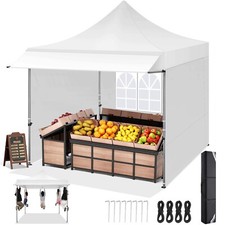 3x3 Spitzdach Canopy mit Vorsprungsdach - Wasserdicht UV50+ Pop Up Zelt, Garten