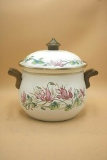Asta Topf Kochtopf mit Deckel Blumenmotiv Emaille rosa Blumen Glaskeramik Ø 18