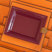 Hermes Paris Vide poche (Tray, Schale, Tablett) Chinalack Bordeauxrot 21x17 cm 