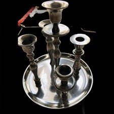 Kerzenständer Barockstil  5-flammig Silber-Optik Aluminium — Durchmesser 22 cm