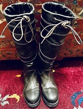 Hohe Gefütterte Wasserdichte Reitstiefel Leder Schwarz EU 36