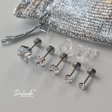 1 Paar Ohrringe Ohrstecker - Edelstahl 316L, Zirkonia, +  Schmuckbeutel