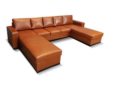 Braun U-förmiges Ecksofa