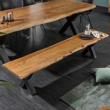 Massive Baumstamm Bank MAMMUT NATURE 200cm Akazienholz Sitzbank Esszimmer Flur