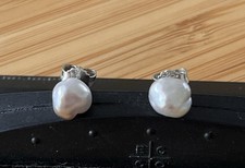 Perlen Ohrstecker Keshi Biwa Tahiti Weissgold 585 Ohrr. silbergr. Lüster 6,2 mm