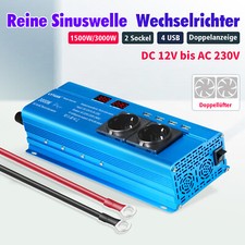 1500W 3000W Reiner Sinus Spannungswandler 12V auf 230V Wechselrichter 4USB 2AC