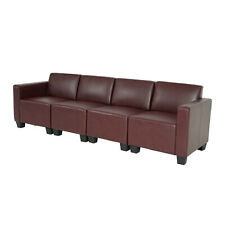 B-Ware Modular 4-Sitzer Sofa Couch Moncalieri, Kunstleder rot-braun