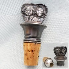 Alter Zierkorken Gießer aus Silber mit dem Wilhelm Busch Motiv Max und Moritz