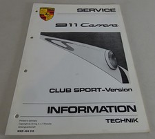 Werkstatthandbuch / Service Info Technik Porsche 911 Carrera 3,2 Clubsport 1987