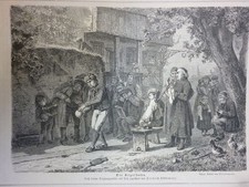 Orig. Holzstich - Kegeln - Die