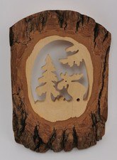 Elch Holzbild Schnitzerei