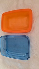Tupperware Micro Frost 800 ml blau/orange  Silikondeckel Mikrowelle Tupper