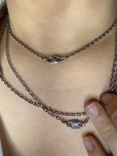 RAR Jugendstil Halskette Uhrenkette Silber 800 Lotus Blätter Floral Art Nouveau