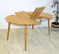 Massivholz Ausziehtisch 120x120cm rund Wildeiche geölt Esstisch Tisch ausziehbar