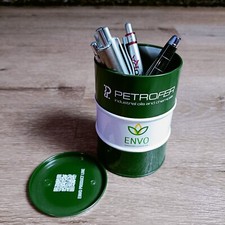 PETROFER WERBUNG Stiftbehälter Blech Tonne mit Deckel