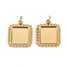 10 Stck. Leere Anhänger Sockel Vergoldet Edelstahl 8 mm Fächer Einfassung Fassungen