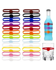 Glasmarkierer Silikon 24 Stück Bunte Marker für Weinglas Flasche und Party